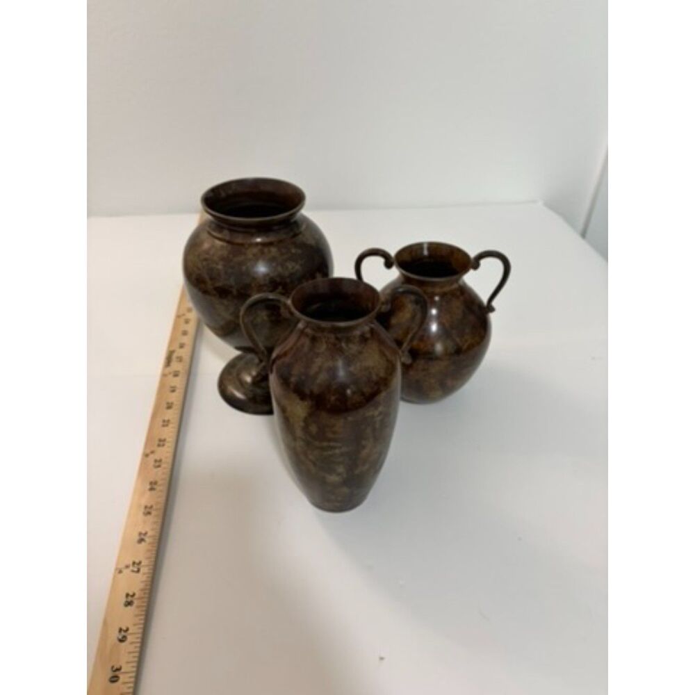 Set of 3 Vintage Iron Vases Finish makes them look ceramic